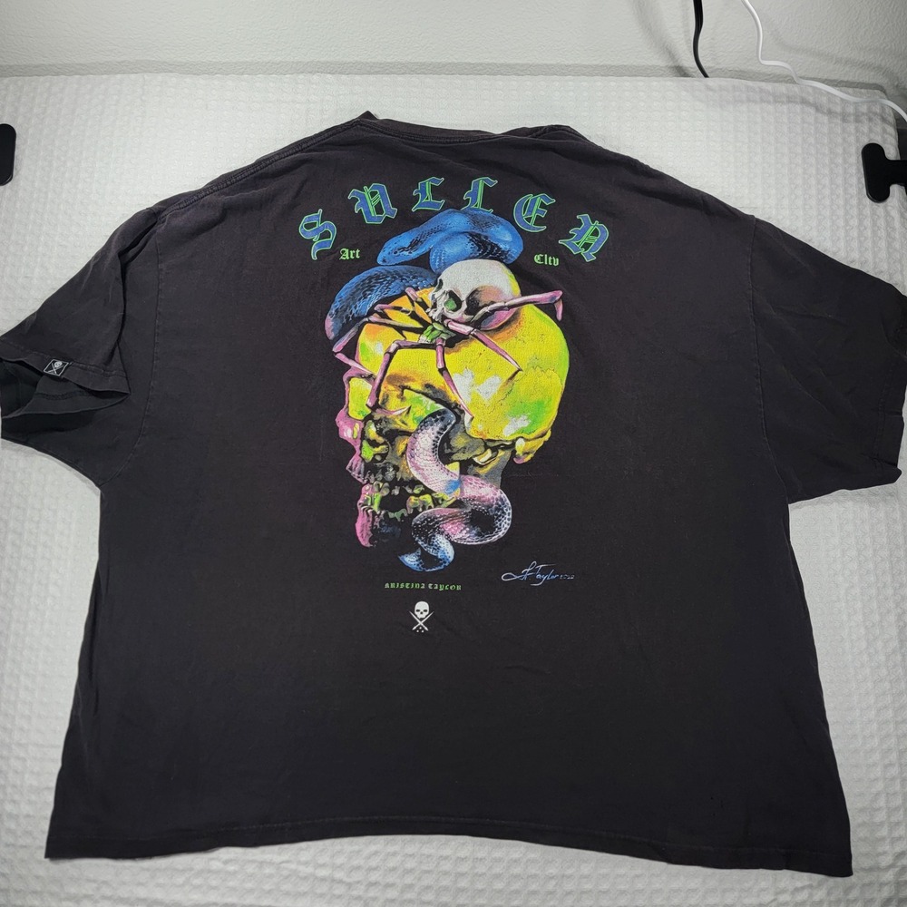 Sullen Art Collective Kristina Taylor Skull Snake Spider Graphic T-Shirt 4XL